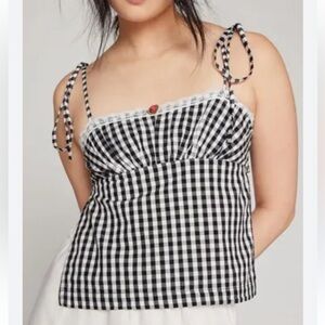 Urban outfitters kimchi blue Black & White Gingham Tie-Strap Cami Top XS